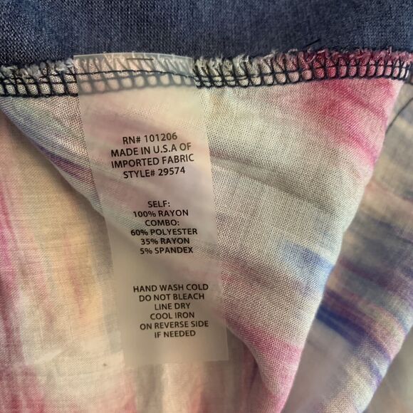 Soft Surroundings Small Blue Hi Low Pocket Tee Tunic with Watercolor Back Panel - Picture 5 of 7